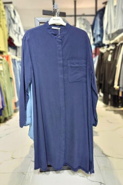 Uzun Boy Tensel Gömlek Lacivert