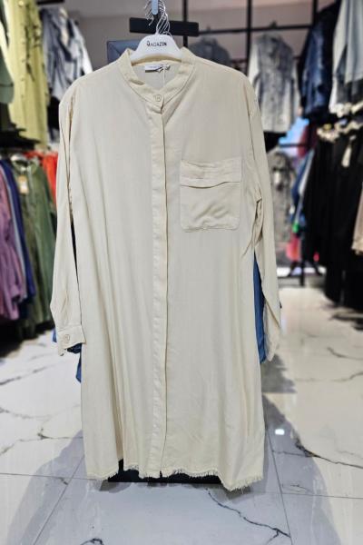 Uzun Boy Tensel Gömlek Taş Rengi