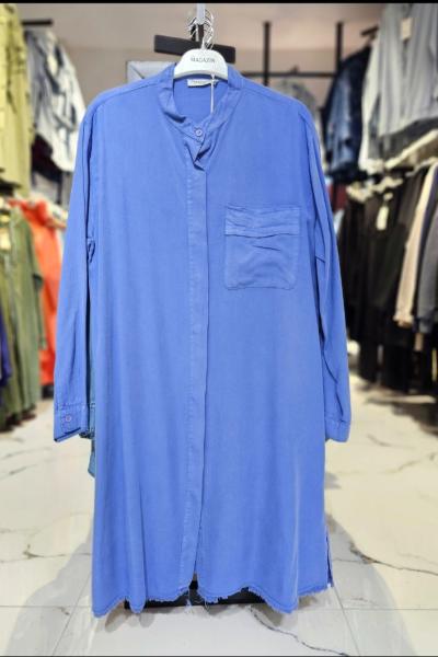 Uzun Boy Tensel Gömlek Gök Mavi