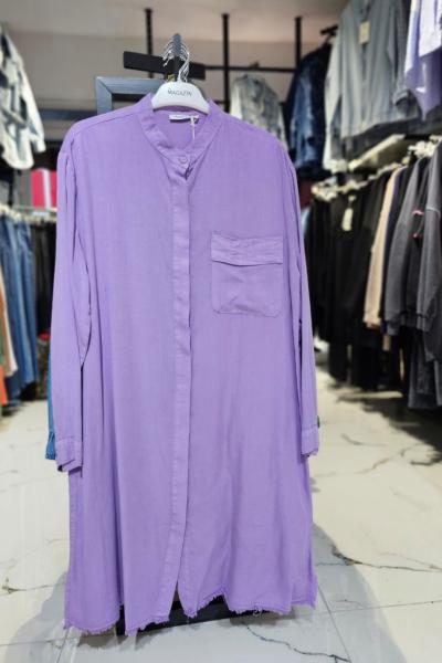 Uzun Boy Tensel Gömlek Lila