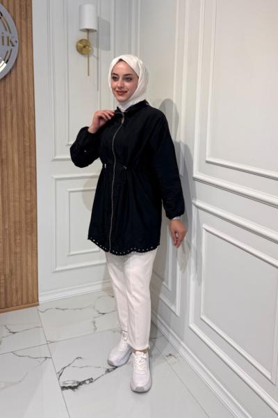 Nakış Detaylı Kap Siyah