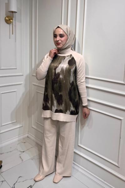 Fermuarlı Kupra Tunik Krem