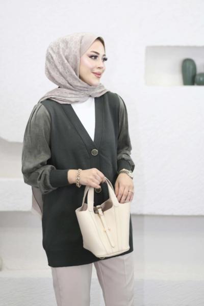 Kupra Kollu Merserize Hırka Haki