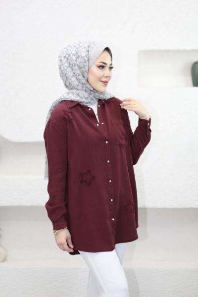 Yıldız Tensel Gömlek Bordo