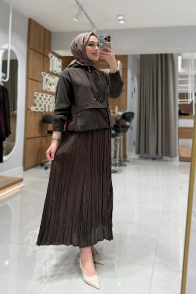 Lara Etekli Takım Kahverengi