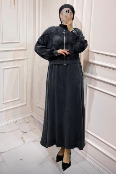 İpek Kupra Elbise Siyah