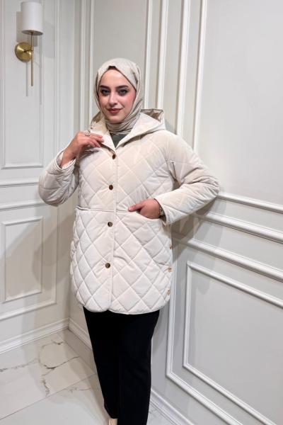 Kısa Boy Şişme Mont Bej