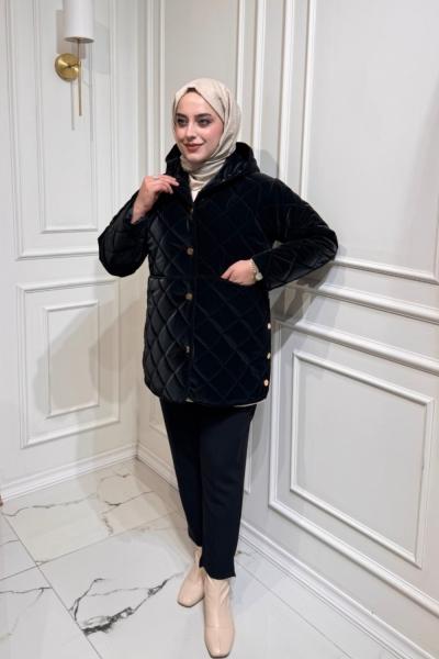 Kısa Boy Şişme Mont Siyah