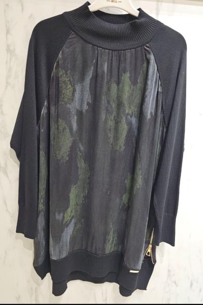 Fermuarlı Kupra Tunik Siyah